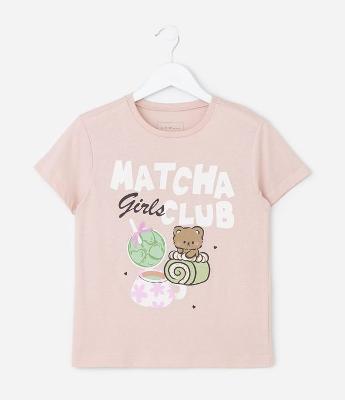 Camiseta Infantil Slim com Estampa Matcha – Tam 5 a 14 Anos