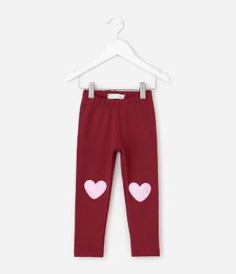 Calça Infantil Legging com Coração nos Joelhos – Tam 1 a 6 Anos
