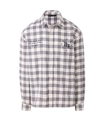 Camisa Manga Longa em Flanela Xadrez com Lettering NY