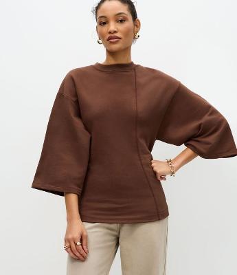 Blusa Moletom Acinturada com Mangas Amplas