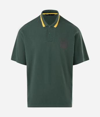 Camisa Polo com Brasão Brasil 26 e Listra Contrastantes
