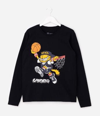 Camiseta Infantil com Estampa Garfield Basquete – Tam 5 a 14 Anos