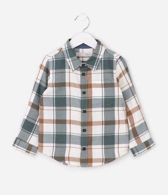 Camisa Infantil em Flanela com Estampa Xadrez – Tam 1 a 6 Anos