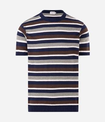 Camiseta Tricot Listrada Manga Curta