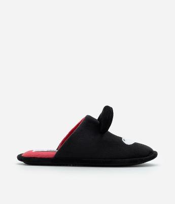 Pantufa Aberta com Bordado Mickey Mouse e Orelhinhas