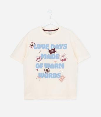 Camiseta Infantil Over com Estampa Love Days – Tam 7 a 14 Anos