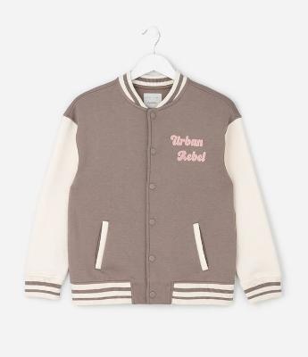 Jaqueta Bomber Infantil com Bordados Lettering – Tam 5 a 14 Anos
