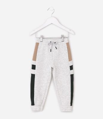 Calça Infantil com Recortes Tricolor e Cordão – Tam 1 a 5 Anos
