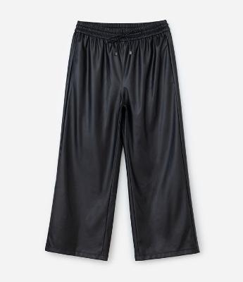 Calça PU Wide com Cós Elástico Curve & Plus Size