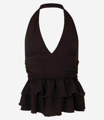 Blusa Frente Única Texturizada com Babados