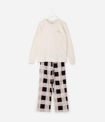 Pijama Infantil Longo com Bordado e Estampa Xadrez– Tam 5 a 14 Anos