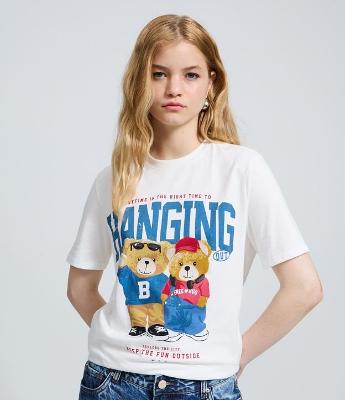 Camiseta Estampada com Ursinhos em Algodão