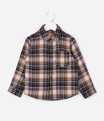 Camisa Infantil em Flanela com Estampa Xadrez – Tam 1 a 4 Anos