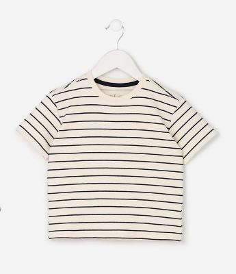 Camiseta Infantil Listrada em Algodão Texturizada – Tam 1 a 6 Anos