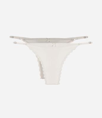 Kit 02 Calcinhas String Fio Duplo com Detalhes em Renda