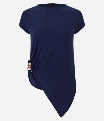 Blusa Assimétrica em Poliamida com Aviamento Lateral
