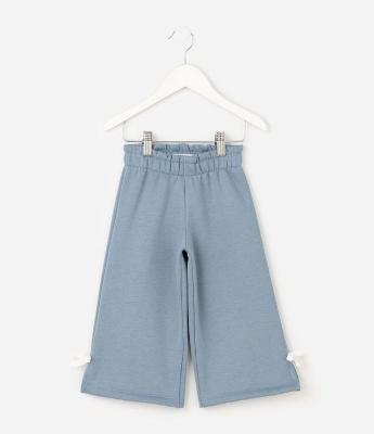 Calça Infantil Wide com Laço Aplicado na Barra – Tam 1 a 6 Anos