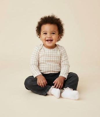 Body Infantil Vichy Manga Longa - Tam O a 18 Meses