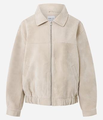 Jaqueta Oversized em PU com Efeito Camurça
