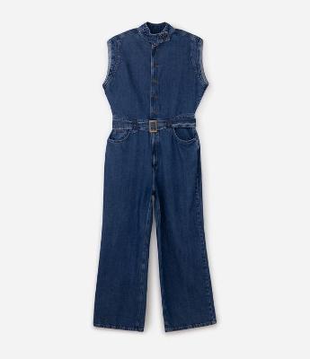 Macacão Jeans Sem Mangas com Cinto Curve & Plus Size