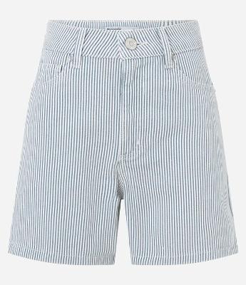 Short Sarja Mom Listrado com Cintura Alta