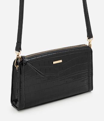 Bolsa Transversal Croco em PU