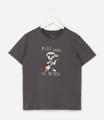 Camiseta Infantil com Estampa Cachorro Rockeiro – Tam 5 a 14 Anos