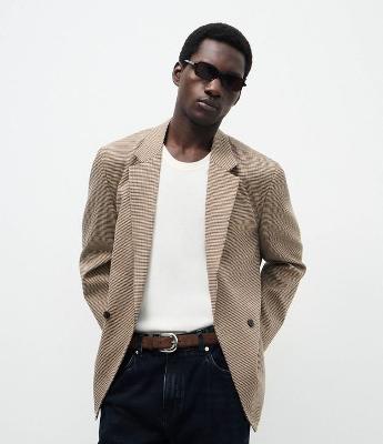 Blazer Oversized Alfaiatado com Estampa Xadrez