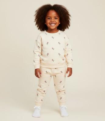 Conjunto Infantil em Moletom com Estampa Flores - 1 a 6 anos