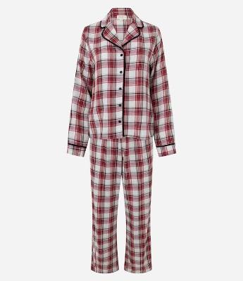 Pijama Longo Americano com Estampa Xadrez Fio Tinto