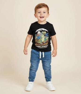 Camiseta Infantil com Estampa Dinossauro Giant Friend – Tam 1 a 6 Anos