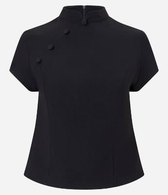 Blusa Acetinada com Gola Mandarim