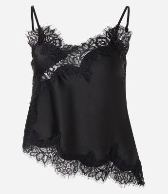 Blusa de Cetim com Renda Assimétrica