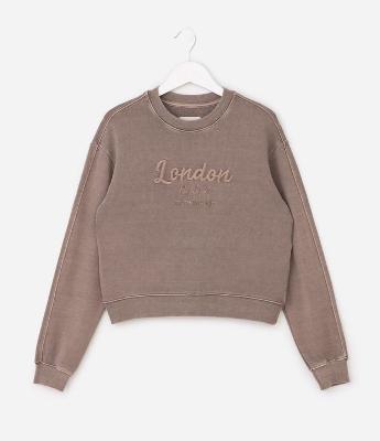 Casaco Infantil Relaxed com Lettering Bordado – Tam 7 a 16 Anos