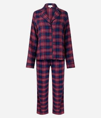 Pijama Longo Americano com Estampa Xadrez Fio Tinto