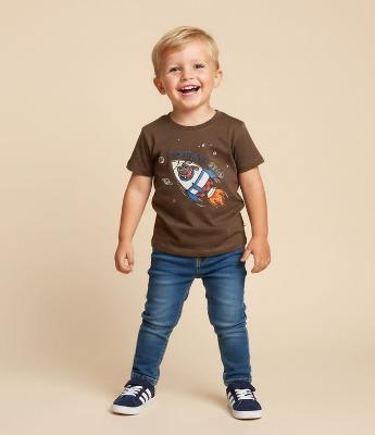 Camiseta Infantil com Estampa Cachorro Astronauta Docket Star – Tam 1 a 6 Anos