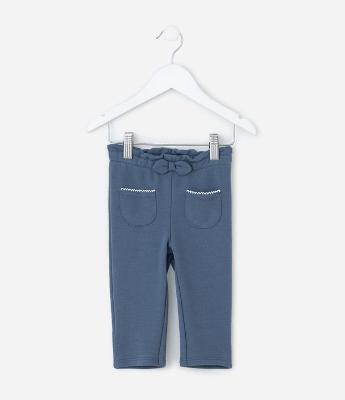 Calça Infantil em Moletom com Laço e Bolsos – Tam 0 a 18 Meses