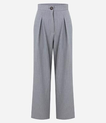 Calça Reta Alfaiatada Xadrez com Cintura Alta