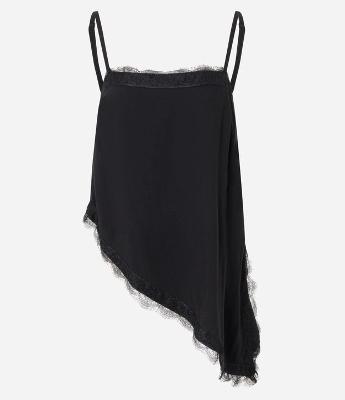 Blusa de Cupro com Renda Assimétrica