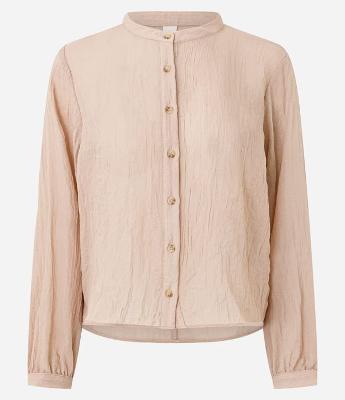 Blusa em Crepe com Manga Bufante e Gola Padre