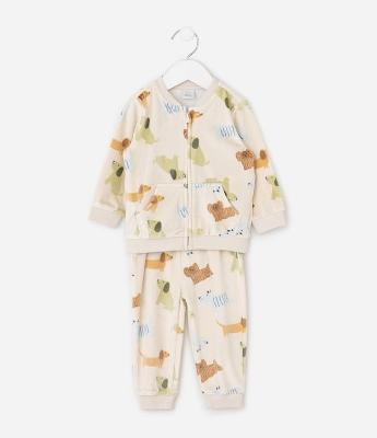 Conjunto Infantil com Estampa Fullprint Cachorro – Tam 0 a 24 Meses