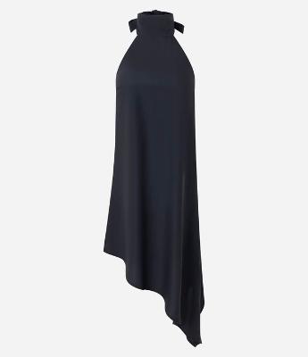 Vestido Curto Frente Única com Barra Assimétrica
