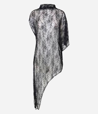 Blusa de Renda Assimétrica Super Longa