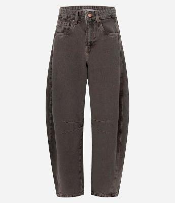 Calça Baggy Balloon em Jeans com Cintura Média e Recorte Lateral