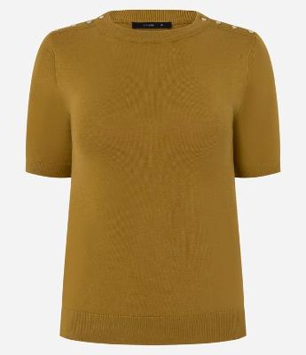 Blusa Regular em Tricô com Botões Delicados nos Ombros