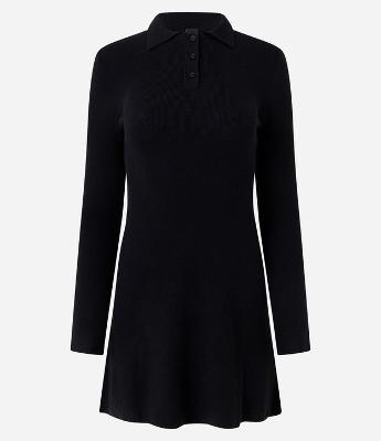 Vestido Curto em Tricô com Gola Polo