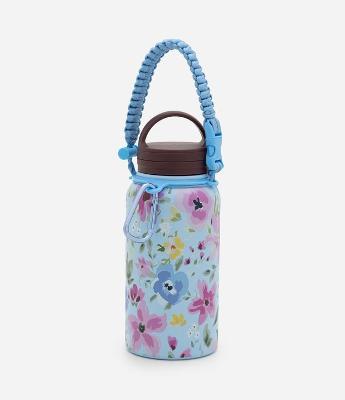 Garrafa Térmica com Estampa Floral e Alça Resistente