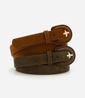 Kit 02 Cintos em Suede com Fivelas Ovais