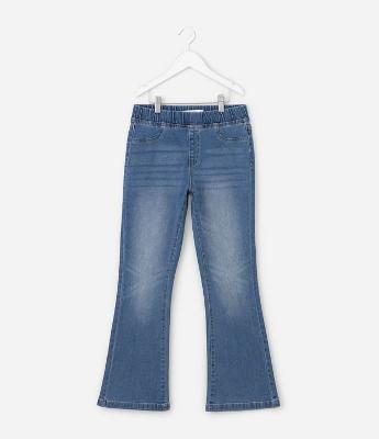 Calça Infantil Flare Jeans com Cós Elástico – Tam 5 a 16 Anos