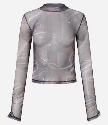 Blusa em Tule com Estampada Abstrata